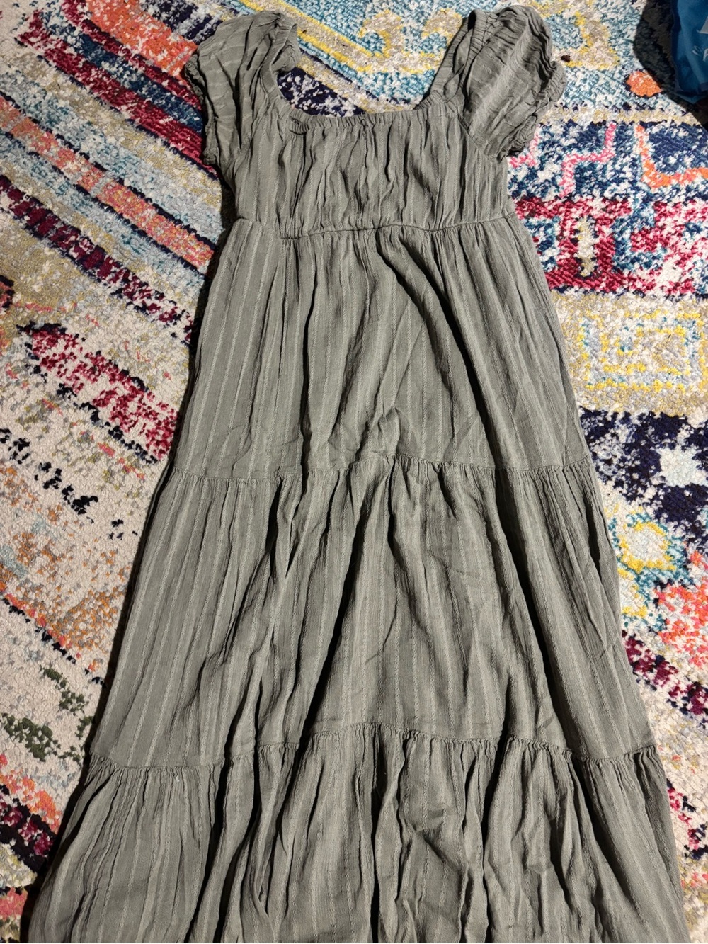 American Eagle Outfitters Olive Tiered Maxi Dress